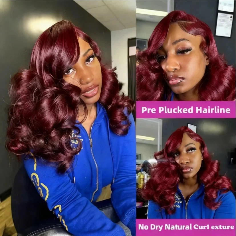 Brazilian Burgundy 99J Body Wave Short Bob Wigs 13x4 Lace Front Human Hair Wigs - Изображение 4 из 4