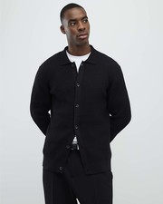 River Island Mens Cardigan Black Regular Fit Knitted Button Up Jumper Top