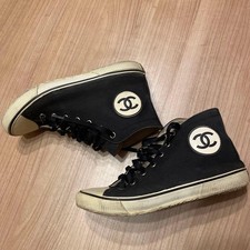 CHANEL COCO MARK High Top Sneaker Shoes Size 36 Women Vintage