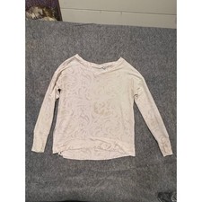Athleta Womens Floral Print Tencel Pullover Sweatshirt Beige Medium