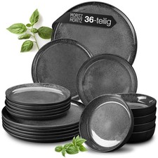 Moritz & Moritz 36tlg Tafel Service Anthrazit Geschirr Set Digital