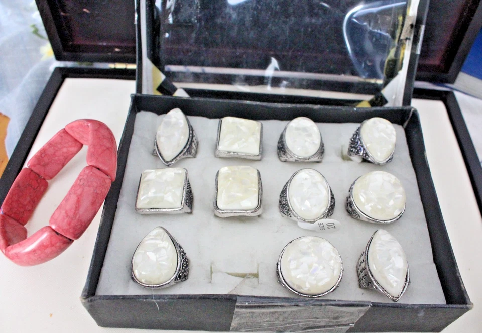 1 x Perlmutt Ring / Muschel Ring / verschiedener  Größe aus Metal - Bild 3 von 3