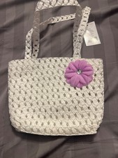 Girls Whire Purse with Purple Flower
