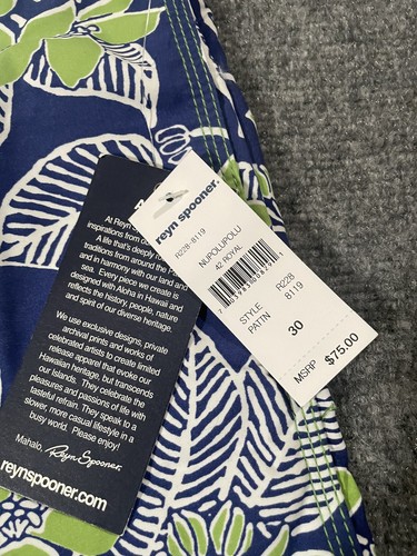 Reyn Spooner Swim Shorts Mens 30 Blue Green Nupolupolu Royal Floral Board Trunks - Picture 2 of 9