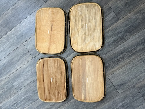 Vintage MCM Bambus geflochten Rattan Schoß Serviertabletts groß tropisch Tiki (4) 70er - Bild 5 von 7