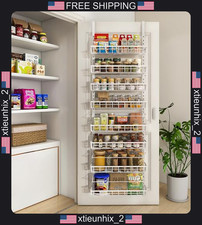 Over The Door Pantry Organizer Wall Mount Spice Rack 8-Tier White