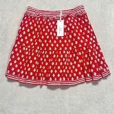 Vineyard Vines Girls Tiered Ruffle Skirt Tiny Palm Racing Red Size L 14 NWT
