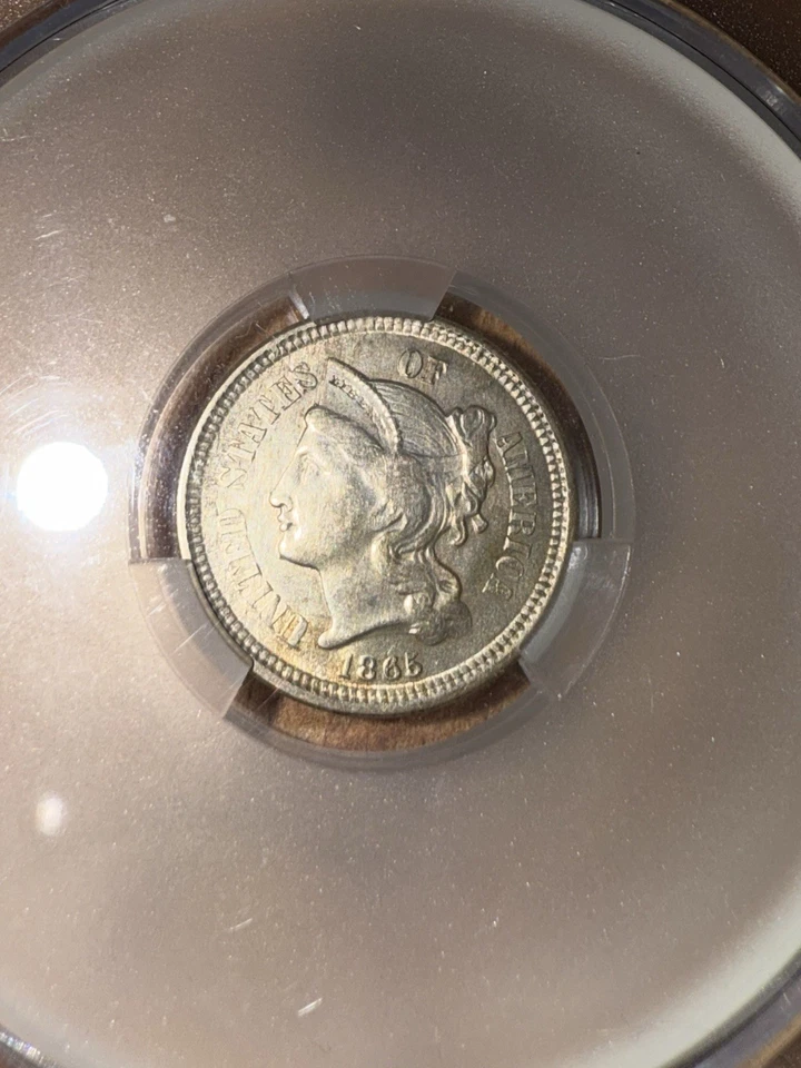 1865 3CN Three Cent Nickel CACG Au58 5755 - Image 2 of 4