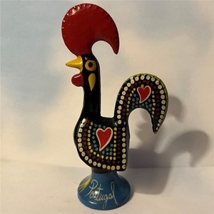 Vtg Souvenir PORTUGAL Lucky Rooster Good Luck 4.25” Tall Folk Art Barcelos