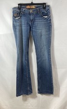 Apple Bottoms Vintage Y2K Women's Blue Jeans Embroidered Logo Bootcut Size 9/10