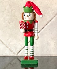 Elf Holding Present Santa Helper Nutcracker C...