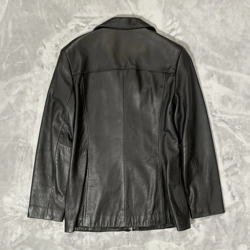 Chaqueta de cuero vintage Y2K Alfani para mujer talla pequeña 100 % cuero genuino Foto 2 de 4