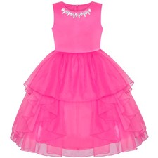Sunny Fashion Girls Flower Dress Rhinestone Tulle Wedding Pageant Brid Size 5-10