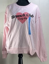 Wild Fox Ladies Lightweight Long Sleeve Crew Neck Graphic Pullover Sweatshirt