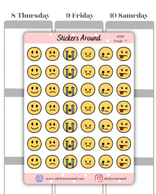 Emoji Icon Planner Stickers - Emojis Mood tracker #1, Calendar & Journal Sticker
