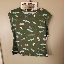 WOMENS JR'S DISNEY STARWARS MANDALORIAN 3 PIECE PAJAMA SHORT SET SIZE L 12-14 