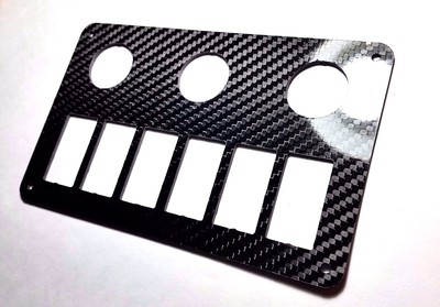 6 Gang REAL CARBON FIBER Car Marine Boat Circuit RV LED Rocker Switch Panel 