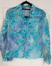 Erin By Erin London Long Sleeve Semi Sheer Button Down Shacket Size S