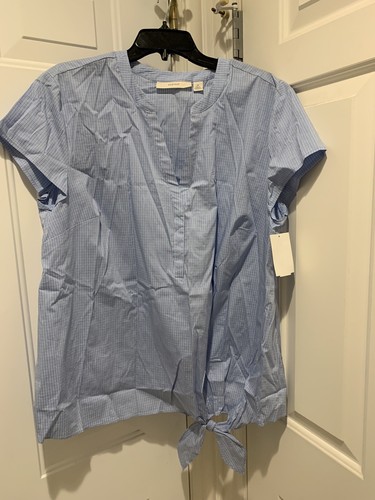 Sejour 0X kariertes kurzärmliges Oberteil zum Binden vorne - neu mit Etikett Damen Übergröße - Bild 1 von 2