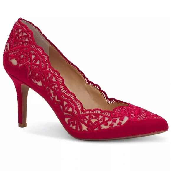 INC International Concepts Zitah Lace Pumps Womens 10 M Red