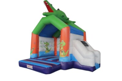 Hüpfburg Schnappi das Krokodil Dach und Rutsche in 6x5x4m DIN1496 MB-Inflatable