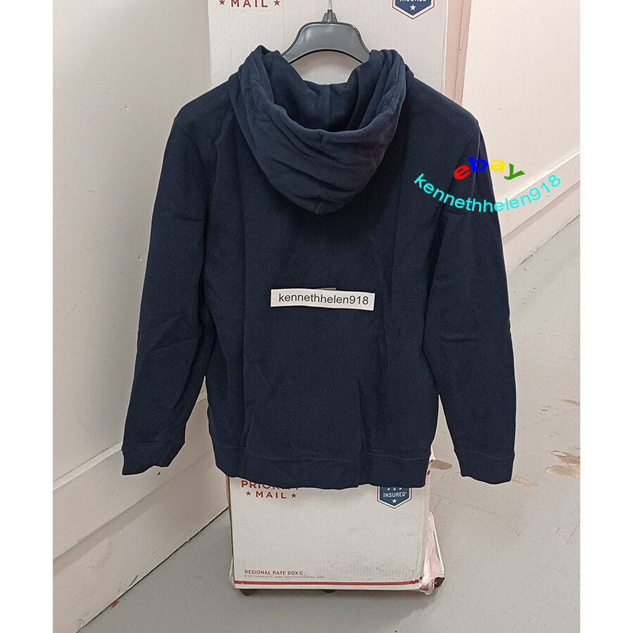 ABERCROMBIE & FITCH FULL ZIP EMBROIDERED LOGO HOODIE NAVY