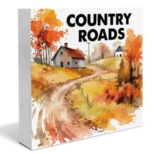 Fall Decor Rustic Farmhouse Fall Wooden Box Sign Country Roads Decorations Co...