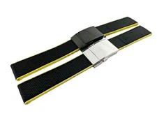 22mm Black/Yellow Rubber Canvas Strap Band fit Breitling Super Ocean Watches 