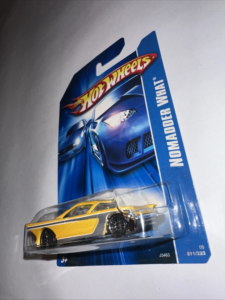 2006 风火轮 #211 黄色 Nomadder What 带 PR5 车轮全新压铸玩具车 全新带盒 — 第 2/4 张图片