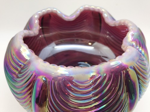 Fenton Glass Bowl Signed LEVAY Numbered, Purple Iridescent 1984 (RF-FR11) - Picture 5 of 10