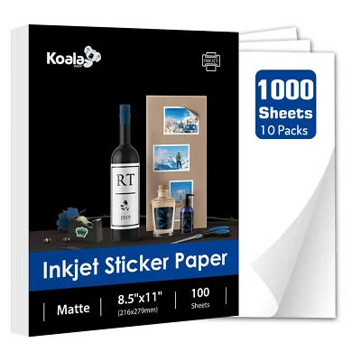 KOALA PAPER 1000 Shipping Labels Full Sheets 8.5x11 - Printable Sticker Paper for Printers