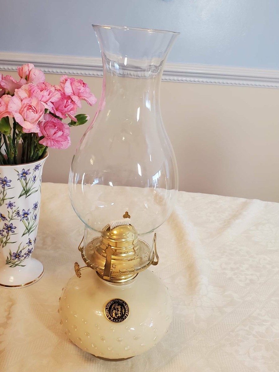希少 LAMPLIGHT FARMS オイルランプ 未使用 アメリカビンテージ Vintage Lamplight Farms Oil Lamp Round White Dotted Glass 13