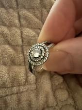 FEB SALE Genuine New Pandora Silver Sparkling Double Halo Ring 199408 Size 52