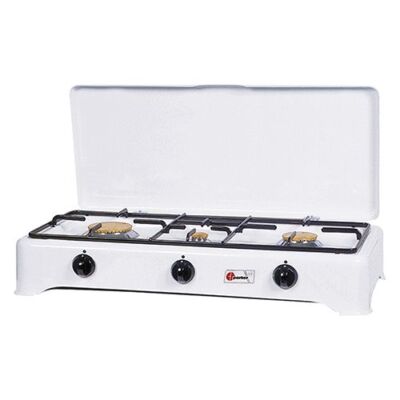 Fornello A Gas Gpl A 3 Fuochi Smaltato Bianco Con Coperchio KASART - Foto 9