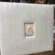 Vintage Wedding Photo Scrapbook Album Green Stripe with Cake Design 12x12 New