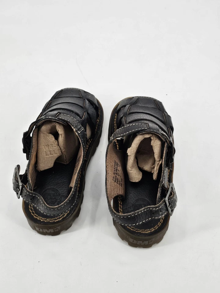 Sandalias de Pescador Dr. Martens De Colección Niño Pequeño Talla 2 Cuero Negro Inglaterra 6480 Foto 4 de 4