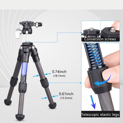 Trípode para cámara ARCISE mesa fibra de carbono escritorio mini trípode soporte - Imagen 11 de 14