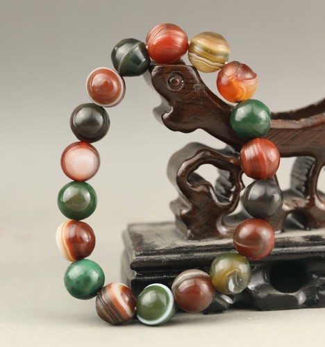 Natural Jade hand carved beads bangle bracelet - Picture 4 of 5