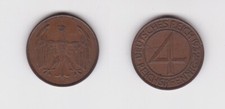 4 Pfennig Kupfer M&uuml;nze Weimarer Republik 1932 G "Br&uuml;ning Taler" (152896)