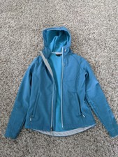 Women's Turquoise Blue Zip Up Hooded Warm Outdoor Softshell Jacket - Size Small
