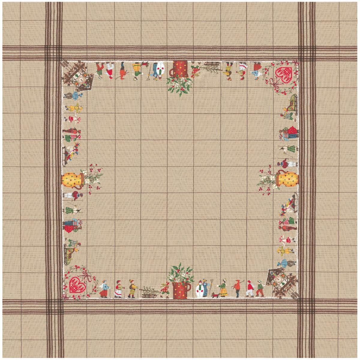 Le Bonheur des Dames counted cross stitch kit ""Tablecloth Skiers"", 140x140cm, DI