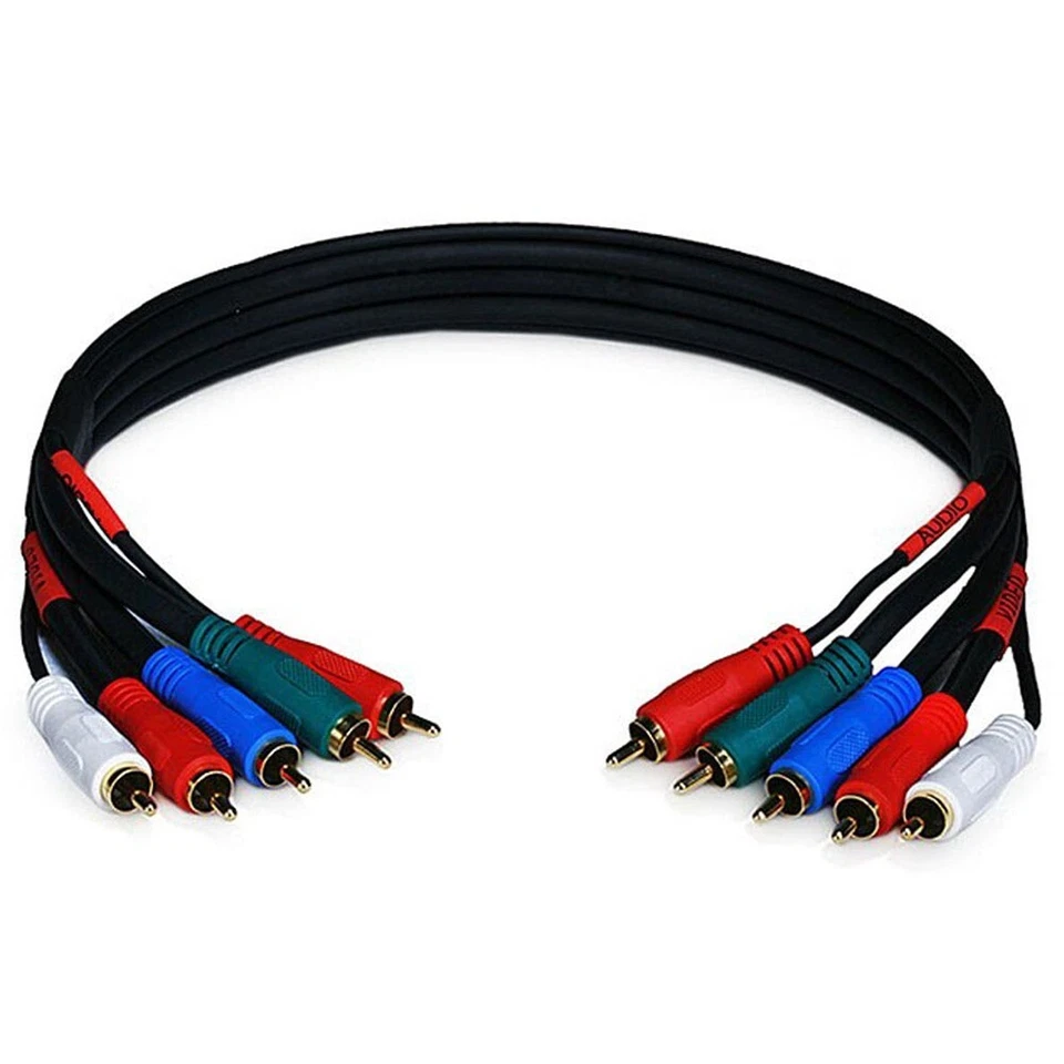 1.5FT-25FT 5-RCA Male to Male RGB Component Video Audio Coaxial Cable RG59 22AWG - Image 2 of 2