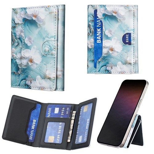 For Universal Phones Painted Flower Prints Leather Magnetic Wallet Card Holder - Picture 71 of 82