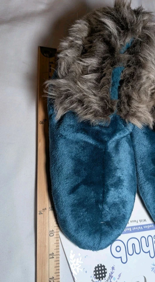 Acogedor Hub Verde Teal PIEL SINTÉTICA Forrado Zapatilla Suave TERCIOPELO BERÉBER Botines Mujer S-M Foto 3 de 4