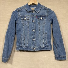 Levis Youth Trucker Denim Jean Jacket Size Large 12 to 13 Years Medium Wash Kids