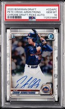 2020 BOWMAN DRAFT CHROME DRAFT PICKS AUTOS PETE CROW-ARMSTRONG PSA 10 AUTO