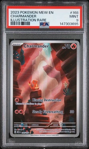 2023 POKEMON MEW EN-151 ILLUSTRATION RARE #168 CHARMANDER PSA 9