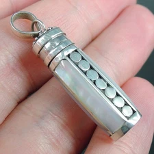 925 Sterling Silver Mother of Pearl Prayer Locket Ashes Box Pendant, PBP-01