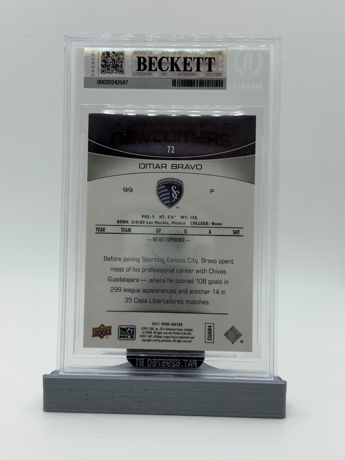 2011 SP GAME USED MLS - OMAR BRAVO - SIGNED BECKETT AUTHENTIC AUTO 10 CHIVAS view 3
