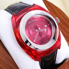 Gucci Sync 137.3 Red Dial Quartz Watch, Good Condition, 137.3mm